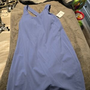 Blue Sleeveless Halter Sheath Dress